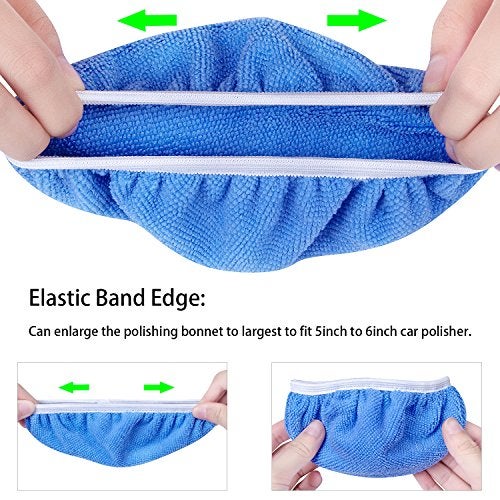 Awpeye 10Pack Car Polisher Pad Bonnet (5 to 6 Inches) Soft Microfiber Polishing Bonnet Buffing Pad Cover - Image 3