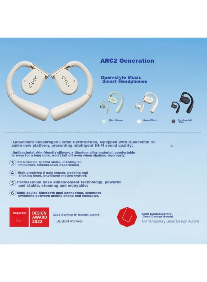 Cleer Arc2 Generation Non-in Open-ear Headphones, Gold List National Subsidy, Over-ear Sports Smart Wireless Bluetooth Headphones, Compatible With Huawei, Apple, Xiaomi, Dusky Blue - Image 1
