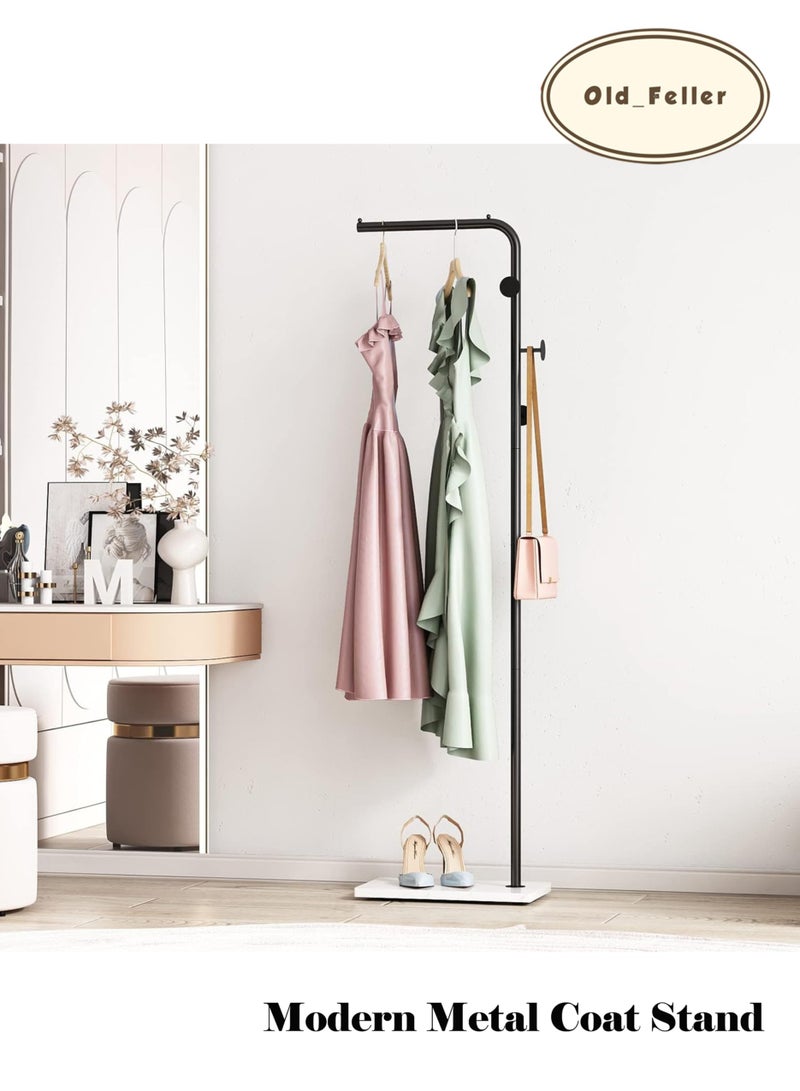 Old_Feller Modern Metal Coat Rack Freestanding ,Coat Stand With 3 Hooks,Perfect for Bedroom, Living Room, Office & Dining. Easy to Clean, Stylish & Durable, Black&White - Image 2