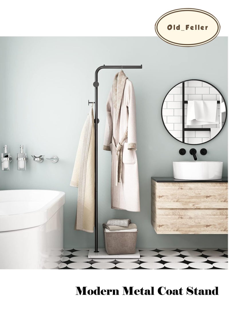 Old_Feller Modern Metal Coat Rack Freestanding ,Coat Stand With 3 Hooks,Perfect for Bedroom, Living Room, Office & Dining. Easy to Clean, Stylish & Durable, Black&White - Image 4