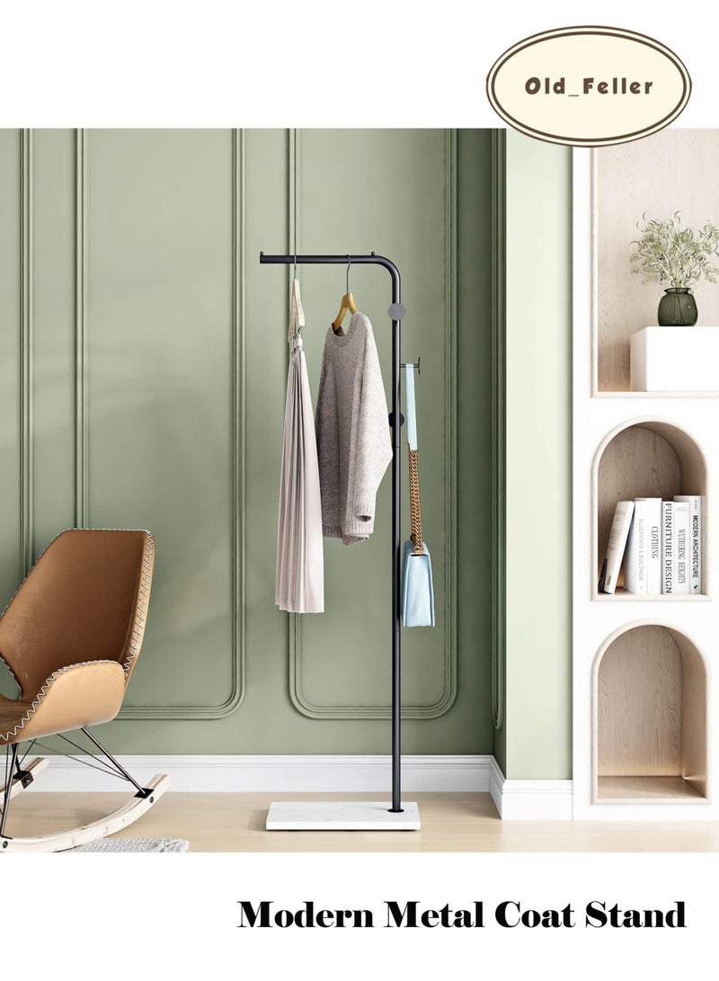 Old_Feller Modern Metal Coat Rack Freestanding ,Coat Stand With 3 Hooks,Perfect for Bedroom, Living Room, Office & Dining. Easy to Clean, Stylish & Durable, Black&White - Image 5