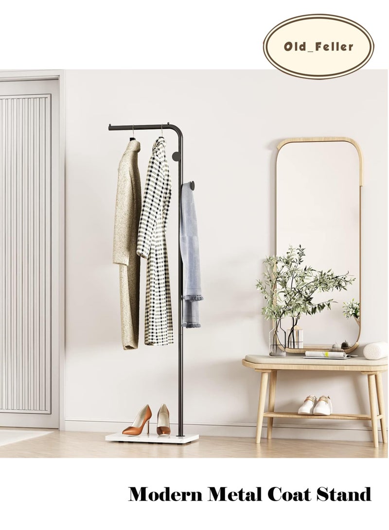 Old_Feller Modern Metal Coat Rack Freestanding ,Coat Stand With 3 Hooks,Perfect for Bedroom, Living Room, Office & Dining. Easy to Clean, Stylish & Durable, Black&White - Image 1