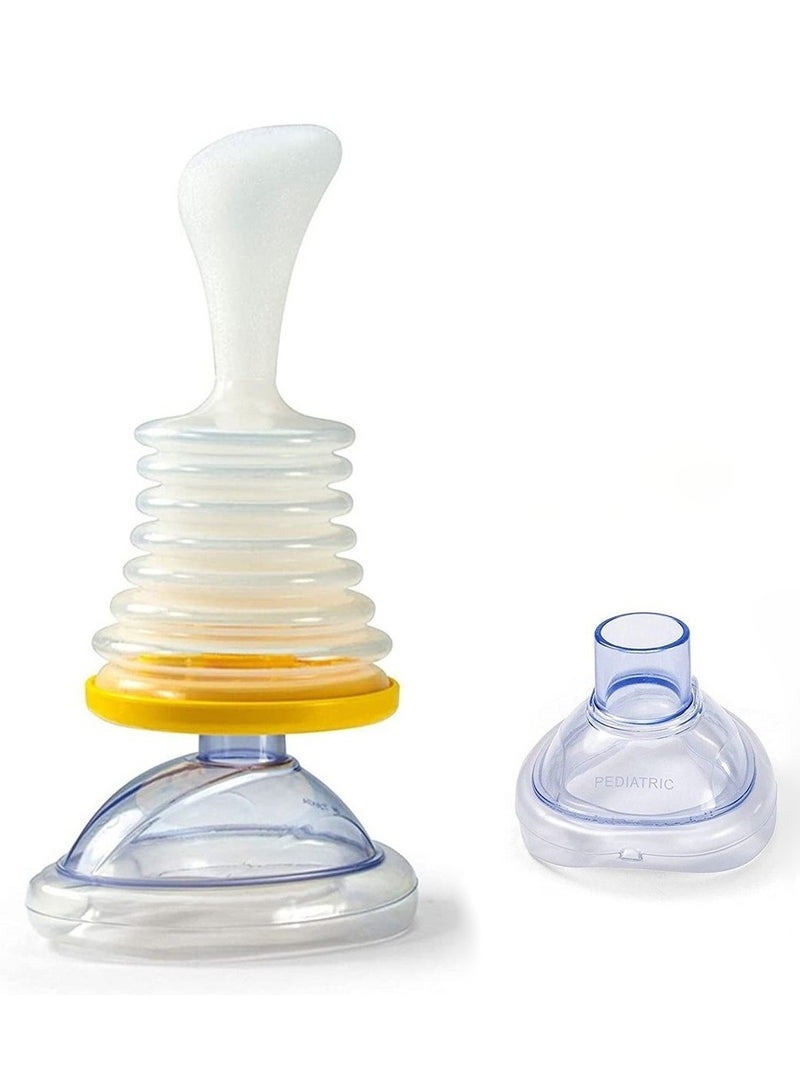 Emergency Choking Rescue Kit: Portable First Aid Suction Device,Choking Rescue Device, Rescue Kit for Children & Adults,young & Pediatric Masks with instruction paper Included（Yellow） - Image 1