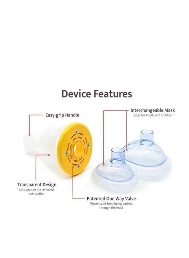 Emergency Choking Rescue Kit: Portable First Aid Suction Device,Choking Rescue Device, Rescue Kit for Children & Adults,young & Pediatric Masks with instruction paper Included（Yellow） - Image 4