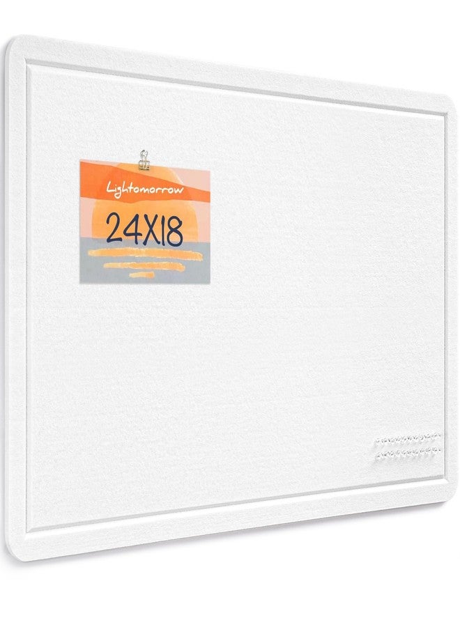 lightomorrow Bulletin Board, 24 x 18 inches Felt Board Decorative Pin Board, Cork Board Alternative for Wall, Foldable Photo Board Self-Adhesive Vision Board Mood Board with 20 Pushpins - White - Image 1