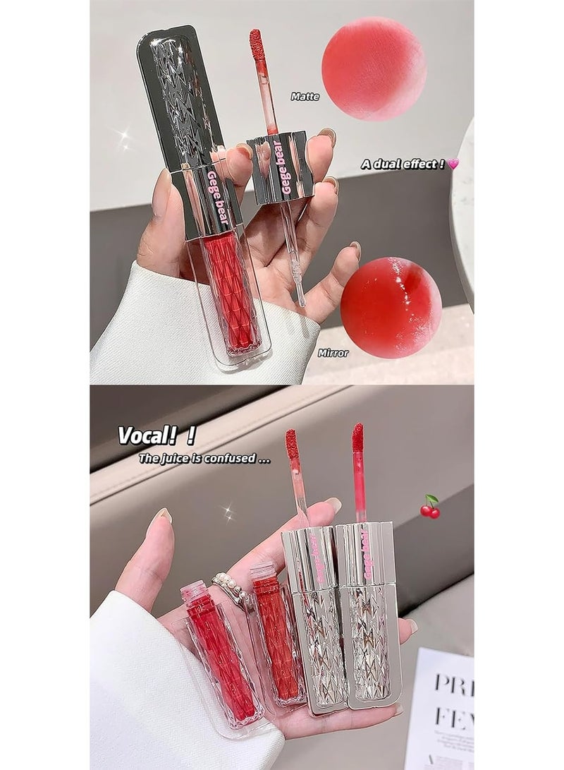 Gege Bear Dazzle Color Double-Headed Lip Glaze | 6 Gorgeous Shades | Matte & Gloss Finishes | Dual-Ended Lipstick and Lip Oil for Women | Moisturizing, Long-Wear Formula | (06# - Mix of Cherry, 4g) - Image 3