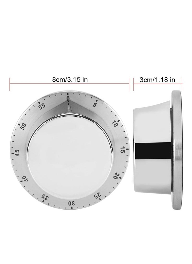 Excefore - Manual Timer, 60 Minute Professional Mechanical Kitchen Timer With Magnetic Base, Countdown Cooking Baking Timing Tool, Loud Alarm Sound And Easy To Stick On Any Surface(Silver) - Image 1