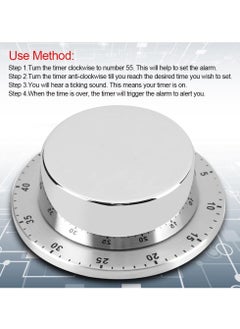 Excefore Manual Timer, 60 Minute Professional Mechanical Kitchen Timer With Magnetic Base, Countdown Cooking Baking Timing Tool, Loud Alarm Sound And Easy To Stick On Any Surface(Silver)  - Image 4