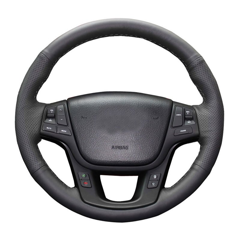 Eiseng DIY Car Steering Wheel Cover for 2011 2012 2013 2014 2015 Kia Sorento SX SXL 4dr SUV / for KIA Cadenza Sedan 2014 2015 2016 Interior Accessories 15 inches Black Genuine Leather Black Thread