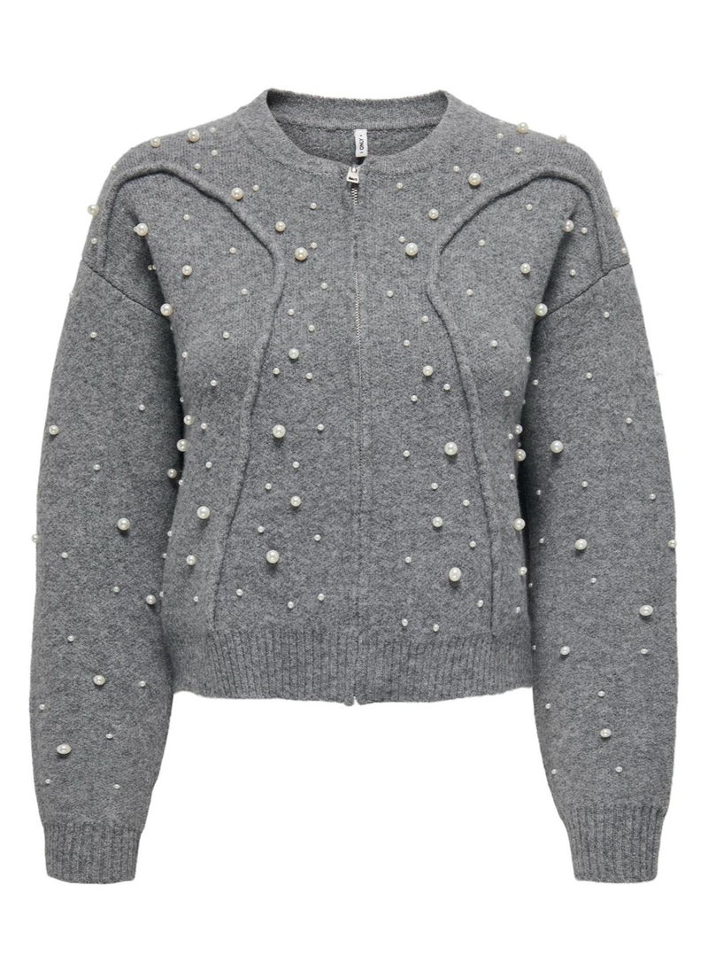 ONLY Embellished Zip Detailed Cardigan  - Image 1