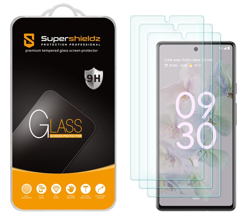 Supershieldz (3 Pack) Designed for Google Pixel 6a Tempered Glass Screen Protector, Anti Scratch, Bubble Free - Image 1