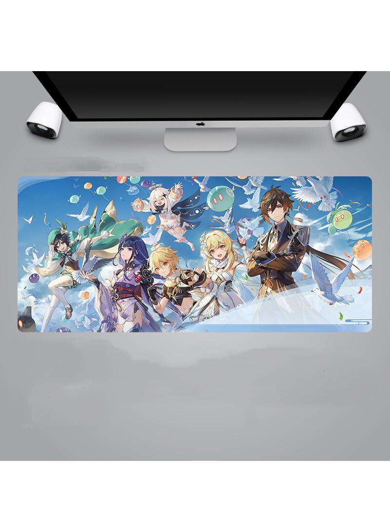 Loquat Genshin Anime Gaming Mouse Pad Extended Large Mat Desk Pad Stitched Edges Mousepad Long Mouse Pad And Non-Slip Rubber Base Mice Pad 900X400X4mm  - Image 1