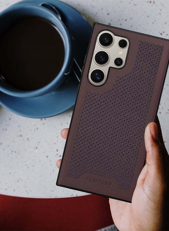 CATANES Samsung Galaxy S24 Ultra Case Anti-slip Textured Design Scratch Resistant Shock Absorbing Case Cover Maroon - Image 3