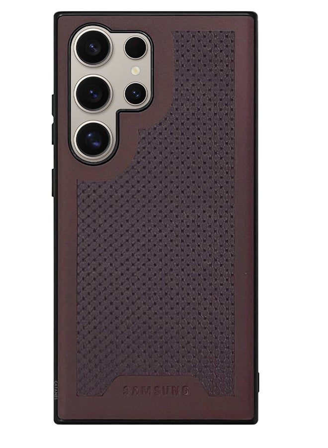 CATANES Samsung Galaxy S24 Ultra Case Anti-slip Textured Design Scratch Resistant Shock Absorbing Case Cover Maroon - Image 1