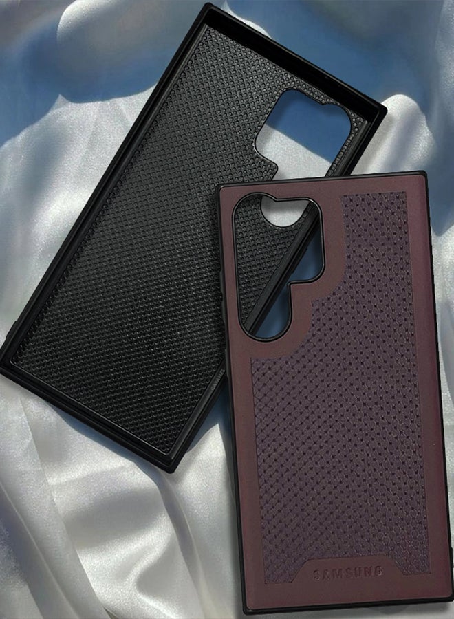 CATANES Samsung Galaxy S24 Ultra Case Anti-slip Textured Design Scratch Resistant Shock Absorbing Case Cover Maroon - Image 2