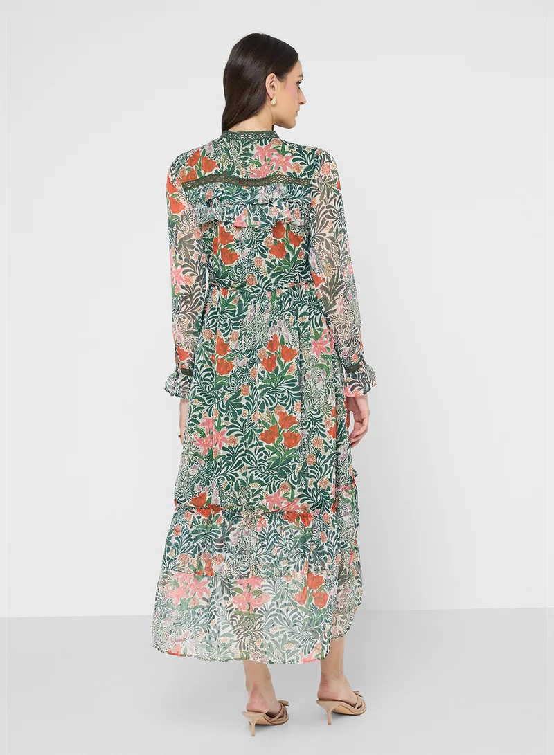 Hope & Ivy Morris Society High Neck Long Sleeve Midi Dress