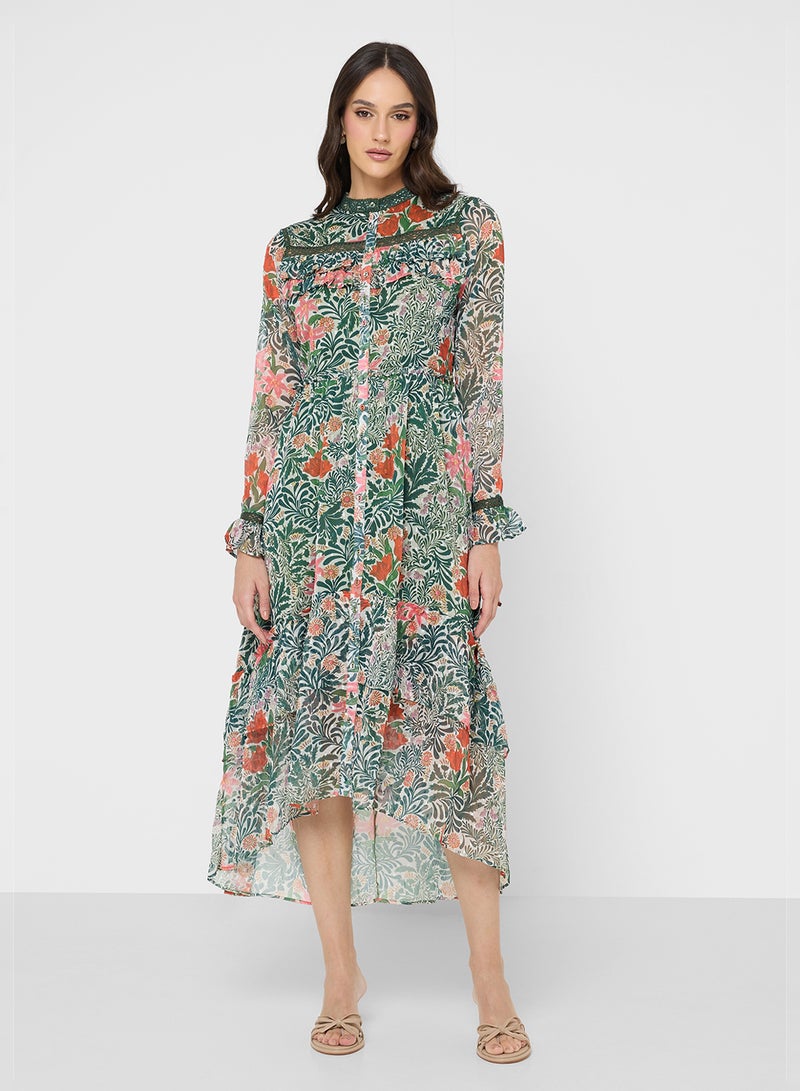 Hope & Ivy High Neck Long Sleeve Midi Dress- The William Morris Society - Image 4