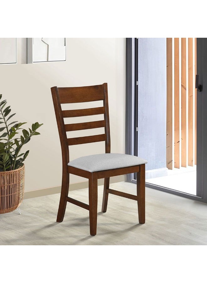 DANUBE HOME Eustace Dining Chair Set Of 2 With Fabric Upholstery Sturdy Kitchen Dining Chairs Without Table Single Seater Modern Design Furniture For Dining Room L57.3Xw49Xh100Cm-Dark Brown/Grey  - Image 3
