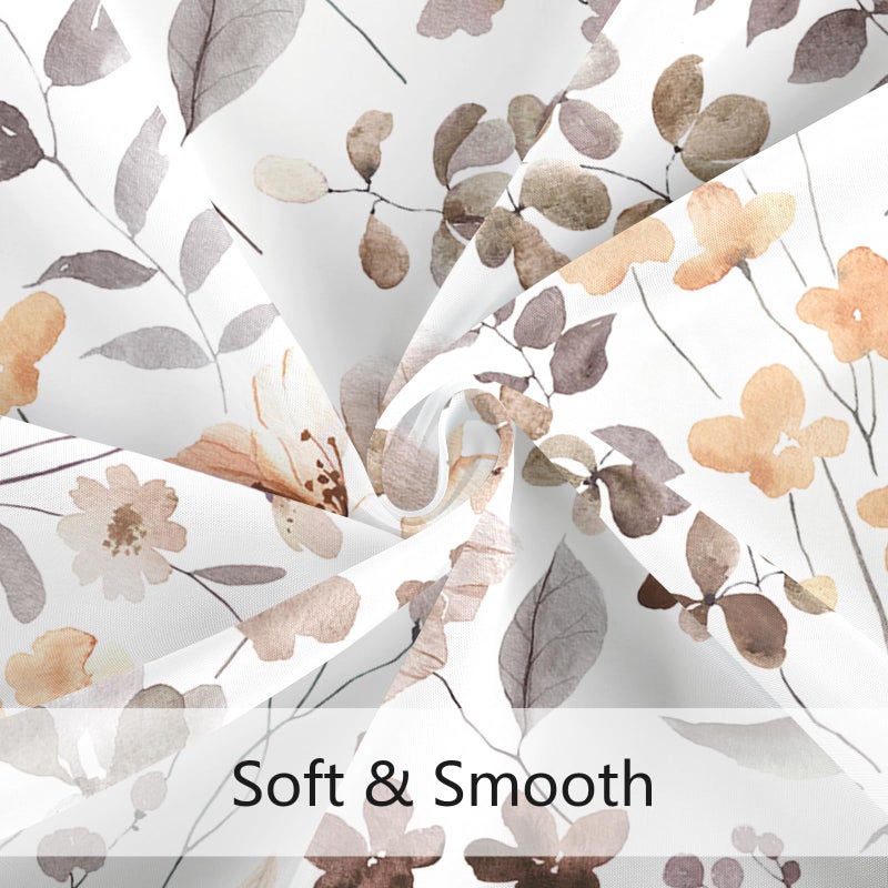 MAYZUS Brown Floral Shower Curtain, Fall Flower Fabric Shower Curtains for Bathroom, Taupe Wildflower Butterfly Cloth Shower Curtain Set with Hooks, 72x72 - Image 5