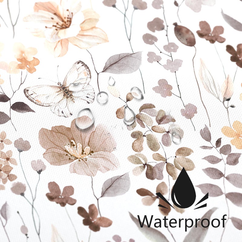 MAYZUS Brown Floral Shower Curtain, Fall Flower Fabric Shower Curtains for Bathroom, Taupe Wildflower Butterfly Cloth Shower Curtain Set with Hooks, 72x72 - Image 4