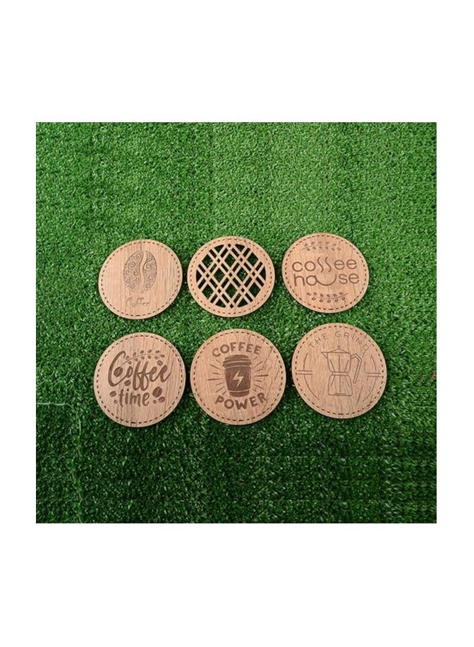 قاعدة أكواب خشبية من مومنتوم - 6 قطع، 6 أشكال مختلفة، بيج - Image 2