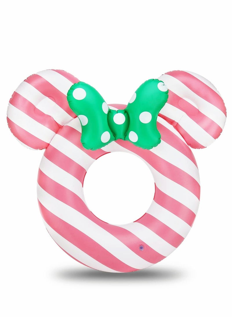 Y&D Pool Floats Kids, Inflatable for Adults, 25 inch Floaties Swimming Rings, Tube Toys 3-8, Summer Beach Party Decorations (Pink Stripes) - Image 1