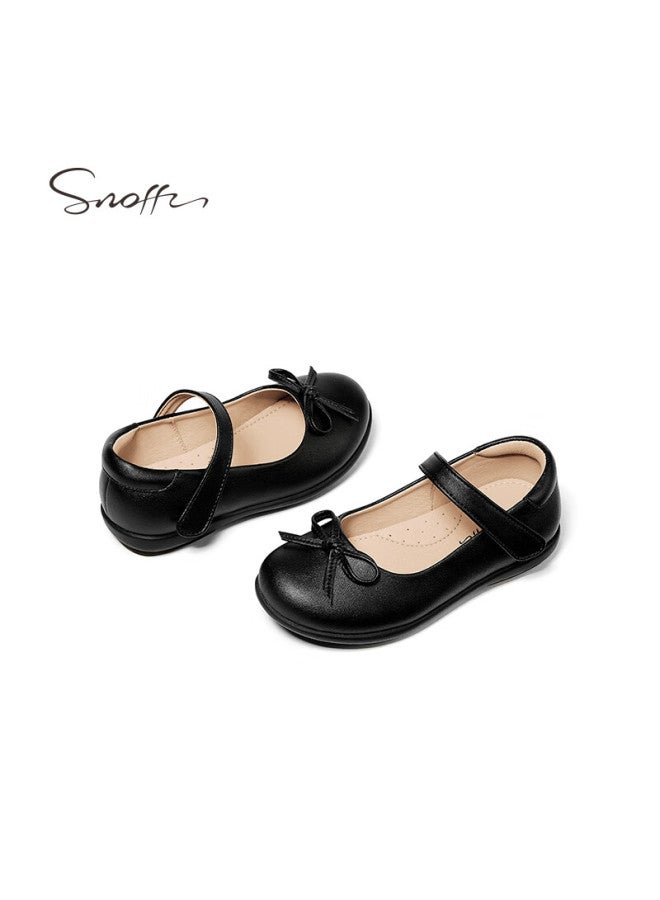 Snoffy Girls' Leather Shoes, Spring And Autumn Children's Black Leather Shoes, Girls' Performance Shoes, Soft-soled Princess Breathable Flats, Black, Size 31 - Image 3