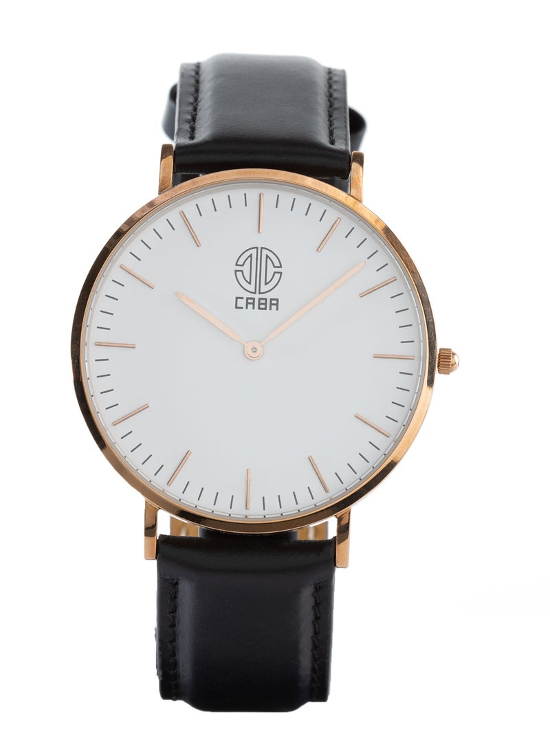 CABA Men's Watch, Classic Design, Luxury Leather Watch Strap, Waterproof, Black - 3101190023358MR - Image 1