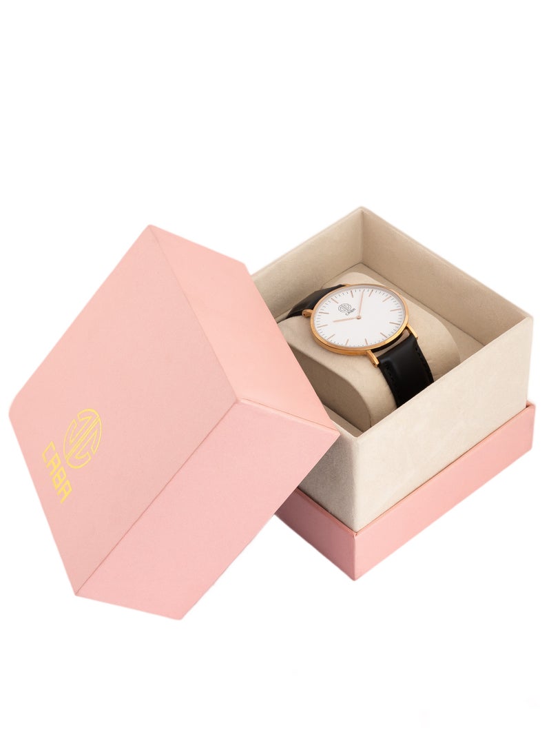 CABA Men's Watch, Classic Design, Luxury Leather Watch Strap, Waterproof, Black - 3101190023358MR - Image 2