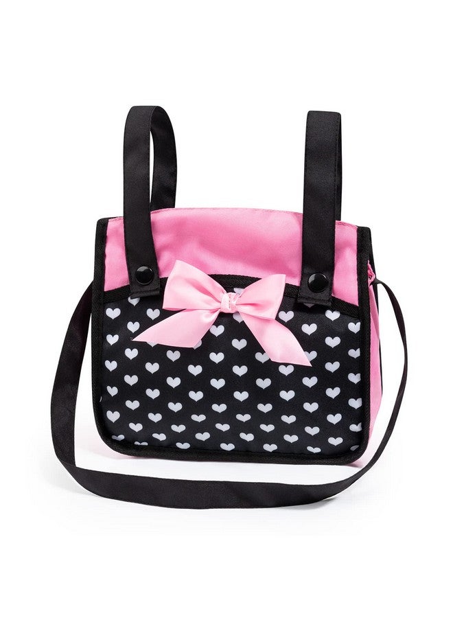 باير ديزاين دمى باير ديزاين: عربة أطفال إكسيو: قلوب باللونين الأسود والوردي - حقيبة يد متناسقة، بمقبض قابل للتعديل، للدمى حتى عمر 20 بوصة، للأعمار من 3 سنوات فما فوق - Image 5