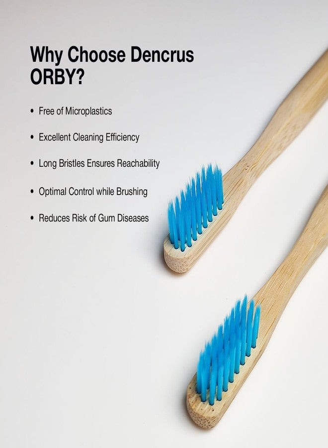 Dencrus Orby Plus Bamboo Toothbrush for Adults (Pack of 3) | 100% Natural & Eco Friendly Manual Toothbrush | Ultra Soft Bristles for Gentle Sensitive Gum Care | Blue - Image 4
