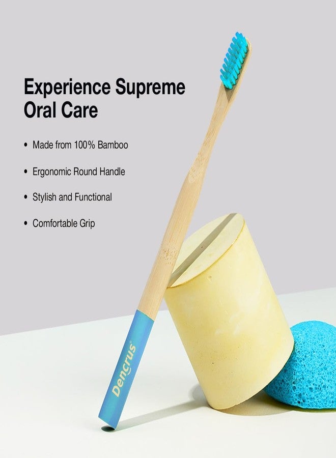 Dencrus Orby Plus Bamboo Toothbrush for Adults (Pack of 3) | 100% Natural & Eco Friendly Manual Toothbrush | Ultra Soft Bristles for Gentle Sensitive Gum Care | Blue - Image 3