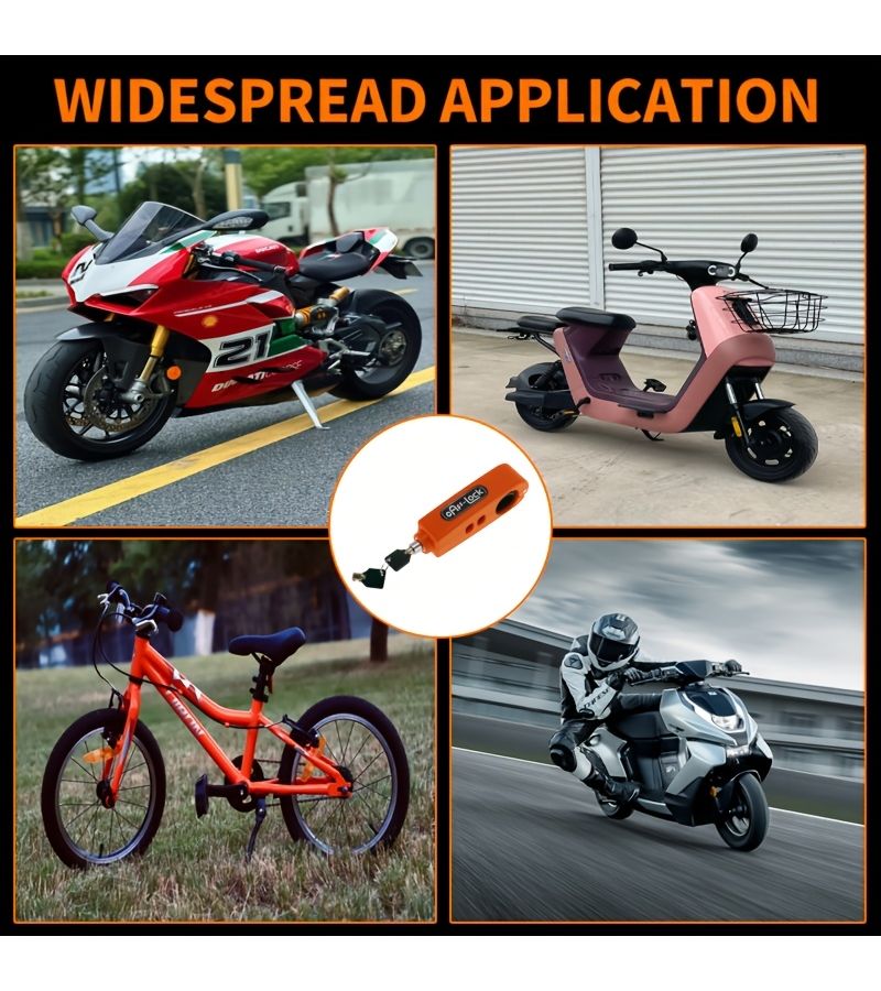 Heavy Duty Anti Theft Lock Set With 2 Keys ABS Material Portable Design Easy Installation High Strength Security Universal Fit for Bicycles Motorcycles ATVs Scooters Dirt Bikes No Batteries Required Orange - Image 3