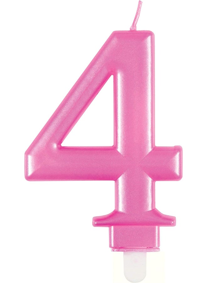 Unique Met Pink Number 4 Birthday Candle