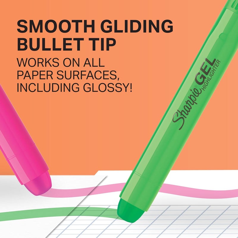 Sharpie Gel Highlighters Bullet Tip Assorted Fluorescent Highlighter Markers 5 Count Pack Smear And Bleed Resistant LongLasting And WonT Dry Out - Image 3