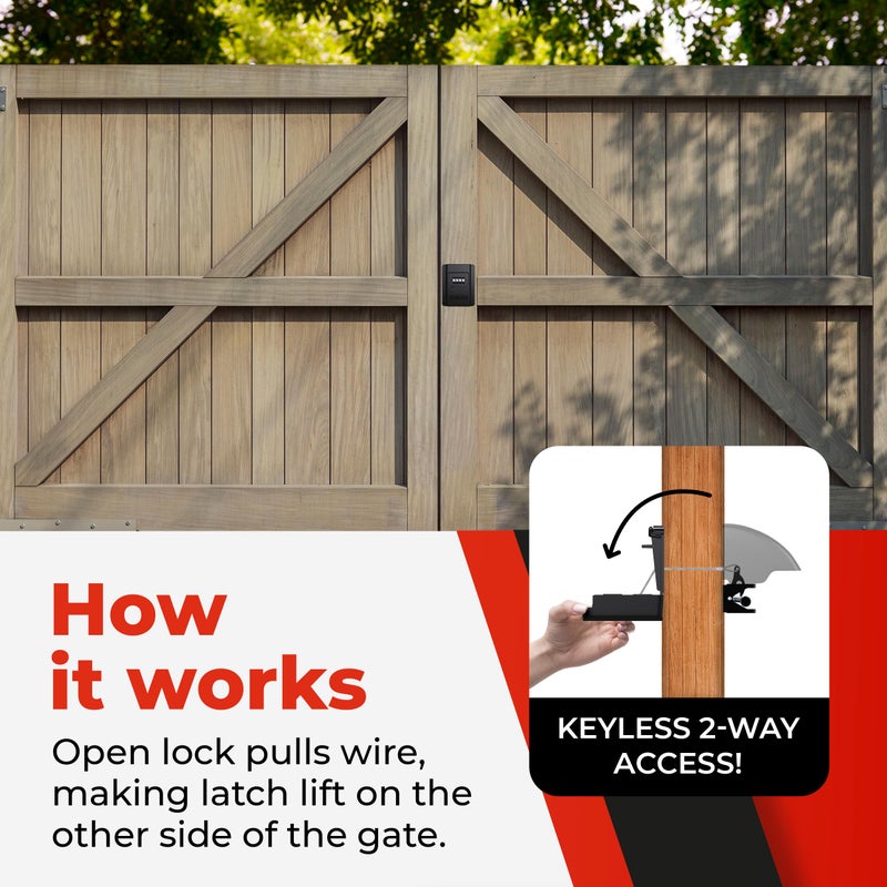 Yardlock Gate Lock â€“ Secure Keyless Fence Lock and Latch with 2-Way Access â€“ Strong Durable System for Theft Prevention and Home Security, Easy Installation on Wood or Vinyl Gates/Fences (Regular â€“ 2-Pack) - Image 3