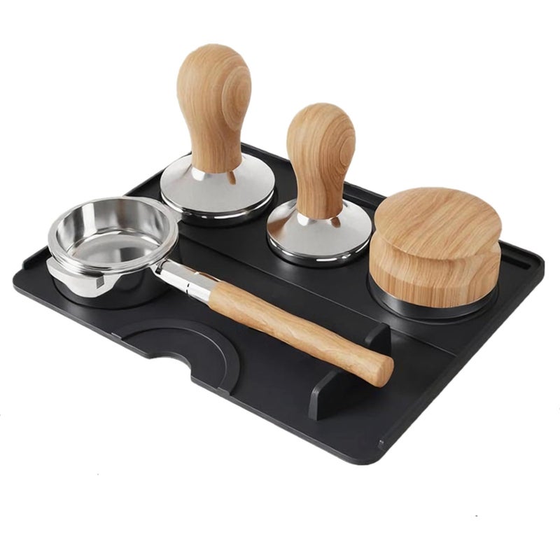 IYYI Espresso Tamping Mat, Coffee Tamper Mat, Espresso Mat for Counter, Silicone Tamper Mat, Food-grade, Non-Slip, Waterproof, Heat Resistant (Black, 9.84''x7.87'') - Image 1
