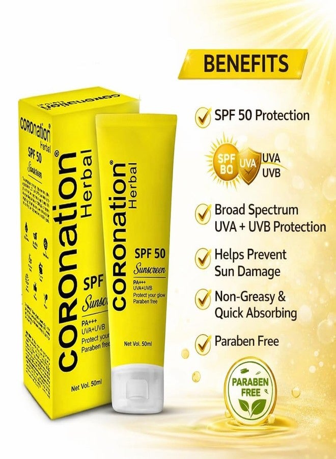 COROnation Herbal واقي شمس عشبي من كورونيشن بعامل حماية 50 PA++++ | حماية من الأشعة فوق البنفسجية UVA-UVB | مناسب للبشرة الدهنية والجافة والحساسة والمختلطة | للرجال والنساء | 50 مل، عبوة واحدة - Image 3