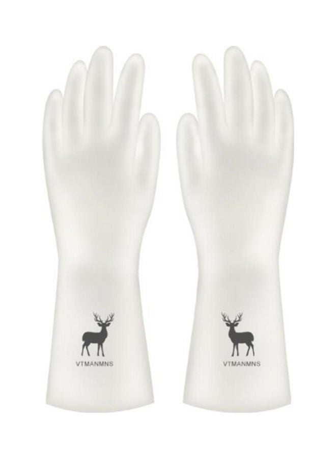 NIBEMINENT Waterproof Non-Slip Durable Rubber Medium Size Gloves Off White/Black