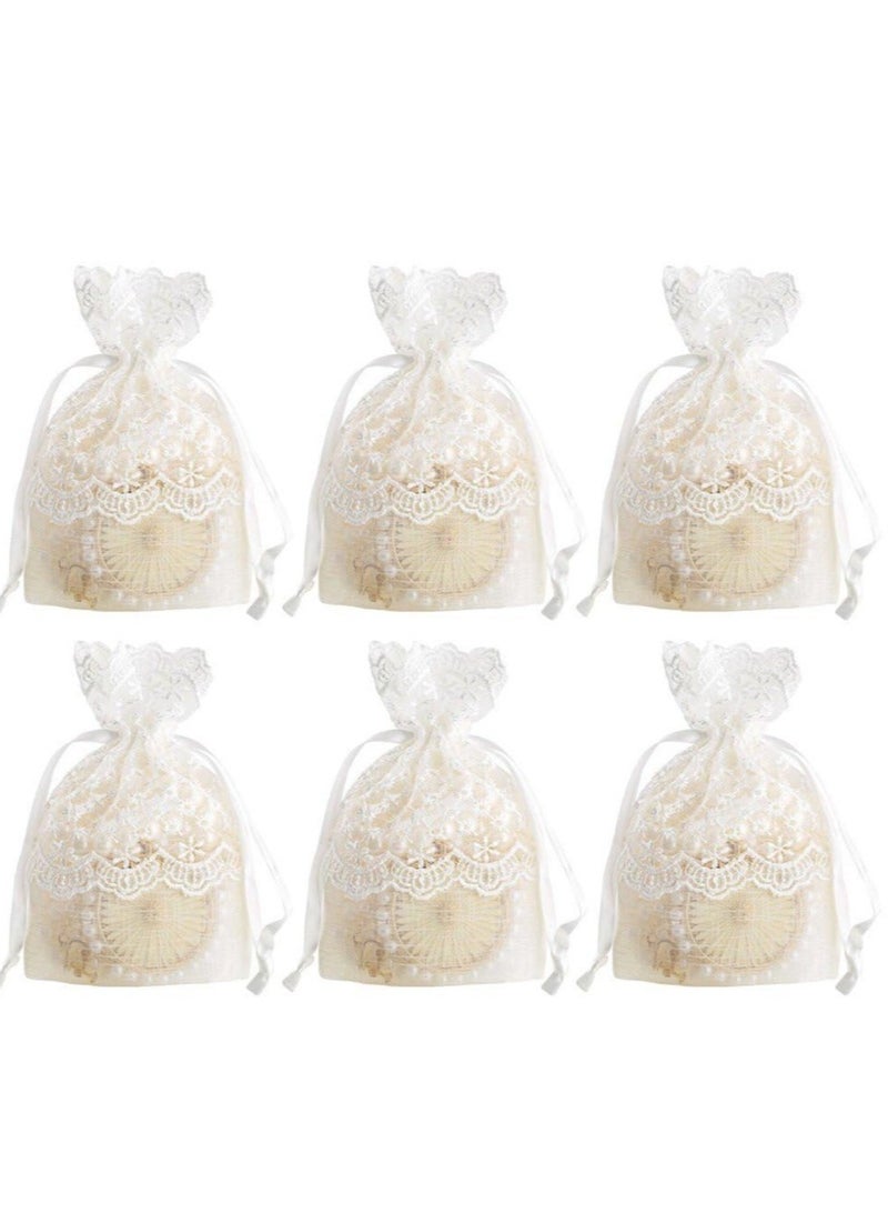Excefore 6 حزمة حقيبة سحب رباط دانتيل، أكياس أورغنزا شفافة، مناسبة للمجوهرات، حفل زفاف، حرف يدوية (10x14سم) - Image 1