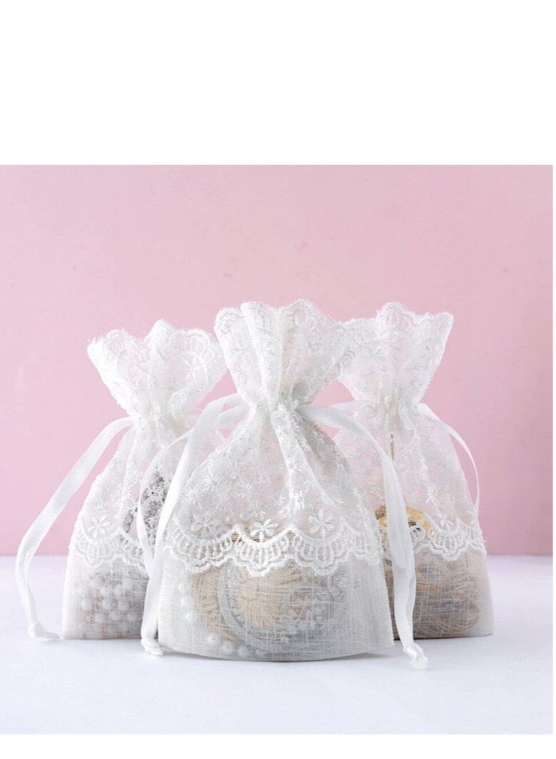 Excefore 6 حزمة حقيبة سحب رباط دانتيل، أكياس أورغنزا شفافة، مناسبة للمجوهرات، حفل زفاف، حرف يدوية (10x14سم) - Image 3