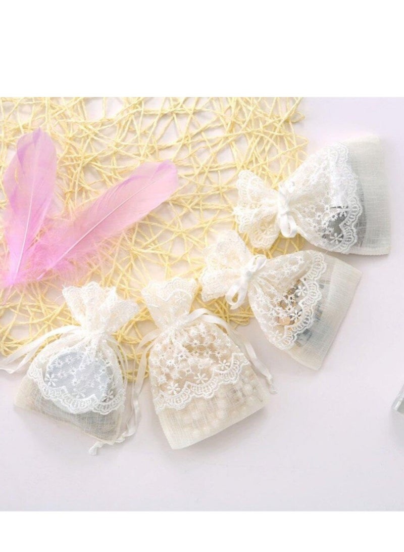 Excefore 6 حزمة حقيبة سحب رباط دانتيل، أكياس أورغنزا شفافة، مناسبة للمجوهرات، حفل زفاف، حرف يدوية (10x14سم) - Image 4