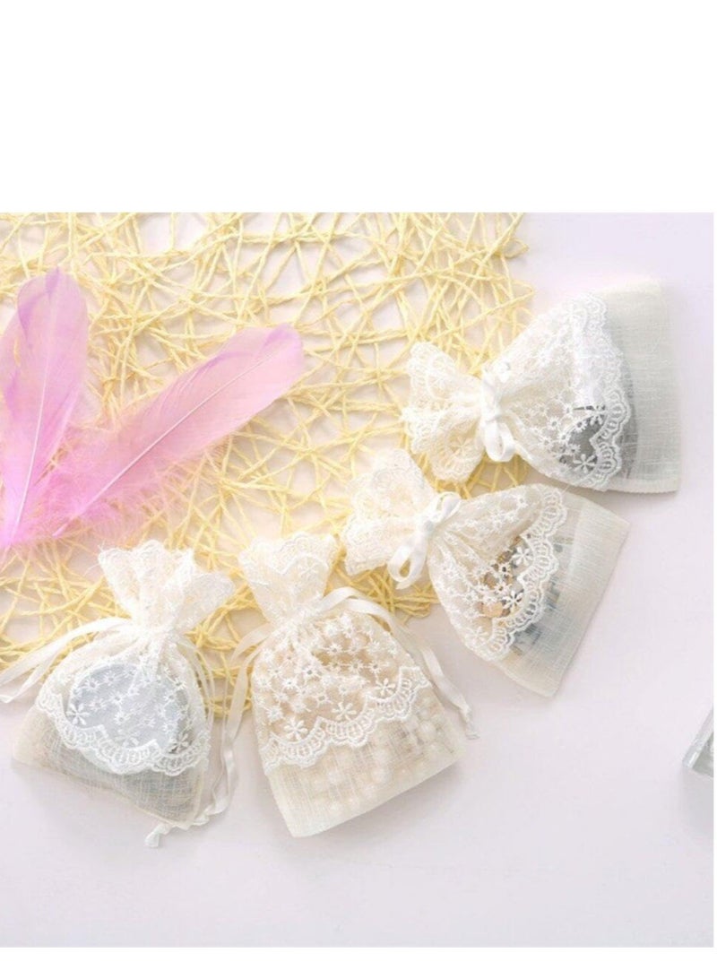 Excefore 6 حزمة حقيبة سحب رباط دانتيل، أكياس أورغنزا شفافة، مناسبة للمجوهرات، حفل زفاف، حرف يدوية (10x14سم) - Image 2