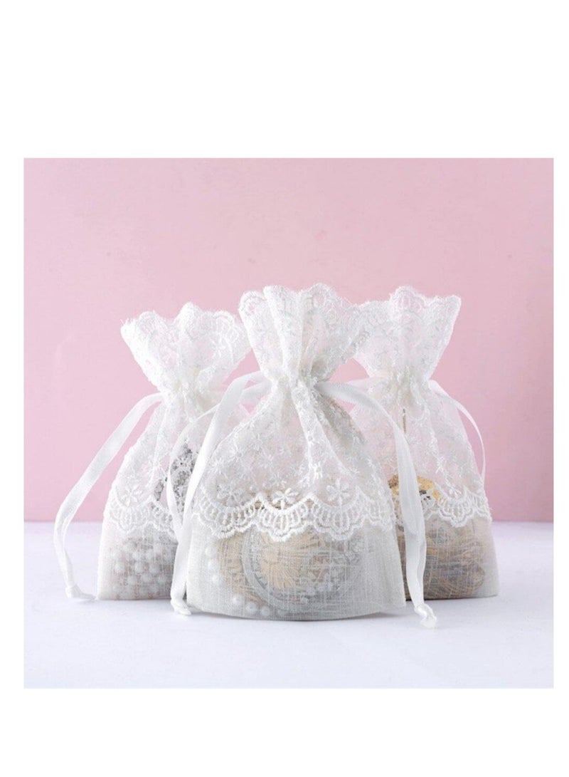 Excefore 6 حزمة حقيبة سحب رباط دانتيل، أكياس أورغنزا شفافة، مناسبة للمجوهرات، حفل زفاف، حرف يدوية (10x14سم) - Image 5