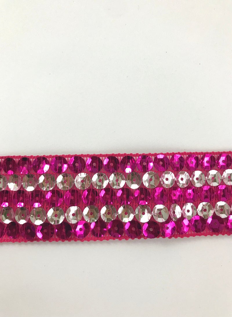 Pink and Silver Sequins, 6.5 yards, Sewing Lace Trim - Image 2