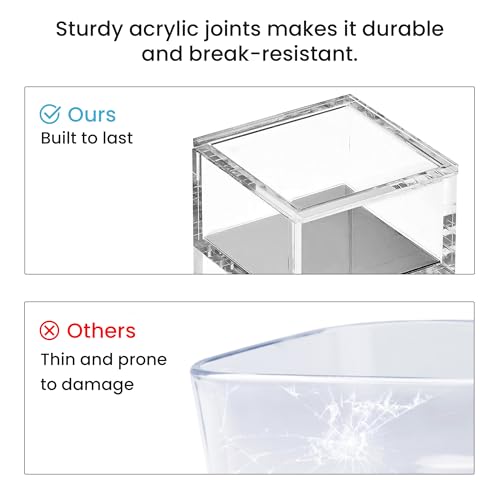 OfficeGoods 3-Tier Stackable Acrylic Holder- Stylish Desk Organizer and Storage for Office or Home – Transparent Square Design with Silver Metal Base - Image 5