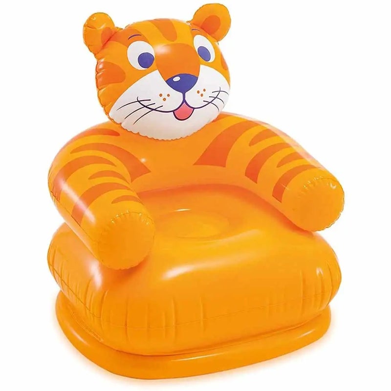 Intex Inflatable Happy Animal Chair, Tiger - 68556 with Size 66X64X71cm- Yellow - Image 1