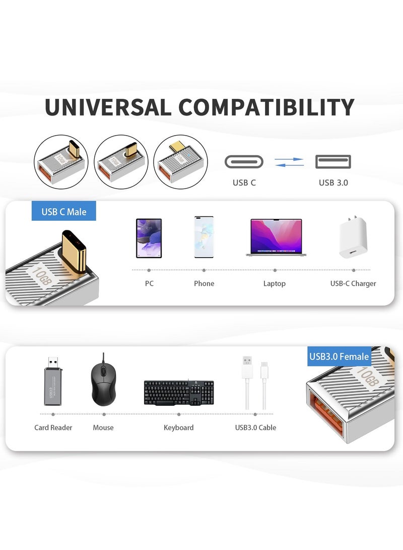 SYOSI 3 Pack 90 Degree USB C to USB A Adapter 10Gbps, USB C Male to USB C Female Right Angle Connector Extender, for MacBook, iMac, iPad, Meta Quest, Tablet, Phones and More - Image 4