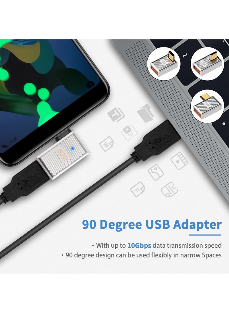 SYOSI 3 Pack 90 Degree USB C to USB A Adapter 10Gbps, USB C Male to USB C Female Right Angle Connector Extender, for MacBook, iMac, iPad, Meta Quest, Tablet, Phones and More - Image 3