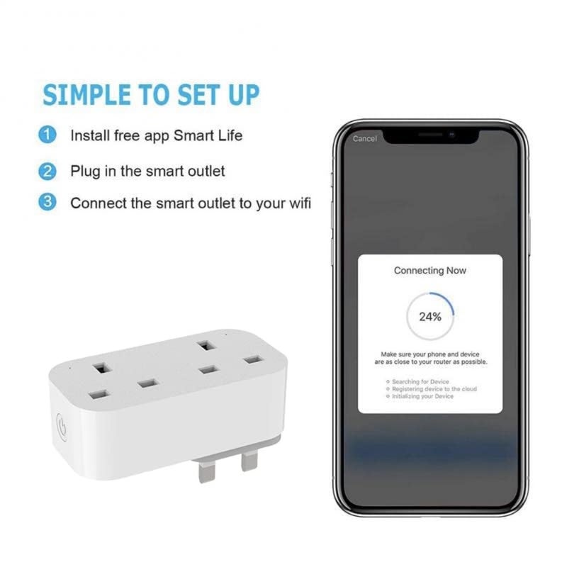 Smart Plug Tuya WIFI Double Socket Timing Schedule Wireless Smart Outlet Intelligent Smart Plug App Remote Control Works with Amazon Alexa and Google Home - Image 2